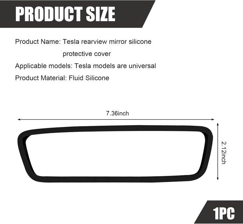 MLY Car Rear View Mirror Protector Frame, Silicone Auto Rearview Edge Protection Cover, Compatible with Model 3 and Y, Rear View Trim Frame Decor, Car Interior Accessories (Black) - Image 2